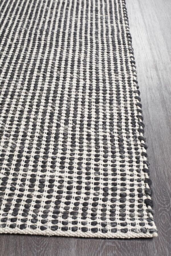 Black Double-Sided Wool Floor Rug