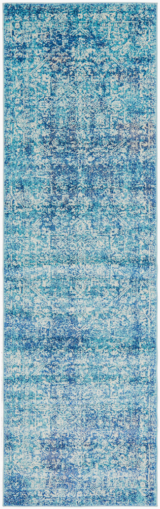 Faded Blue Area Rug full view of runner