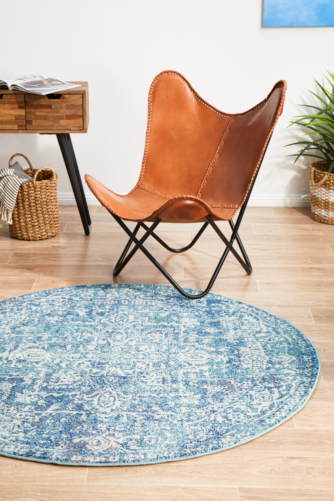 Faded Blue Area Rug round