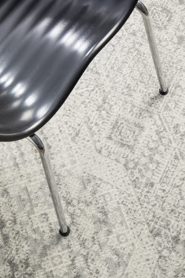 Faded Silver Grey Rug Chair on rug