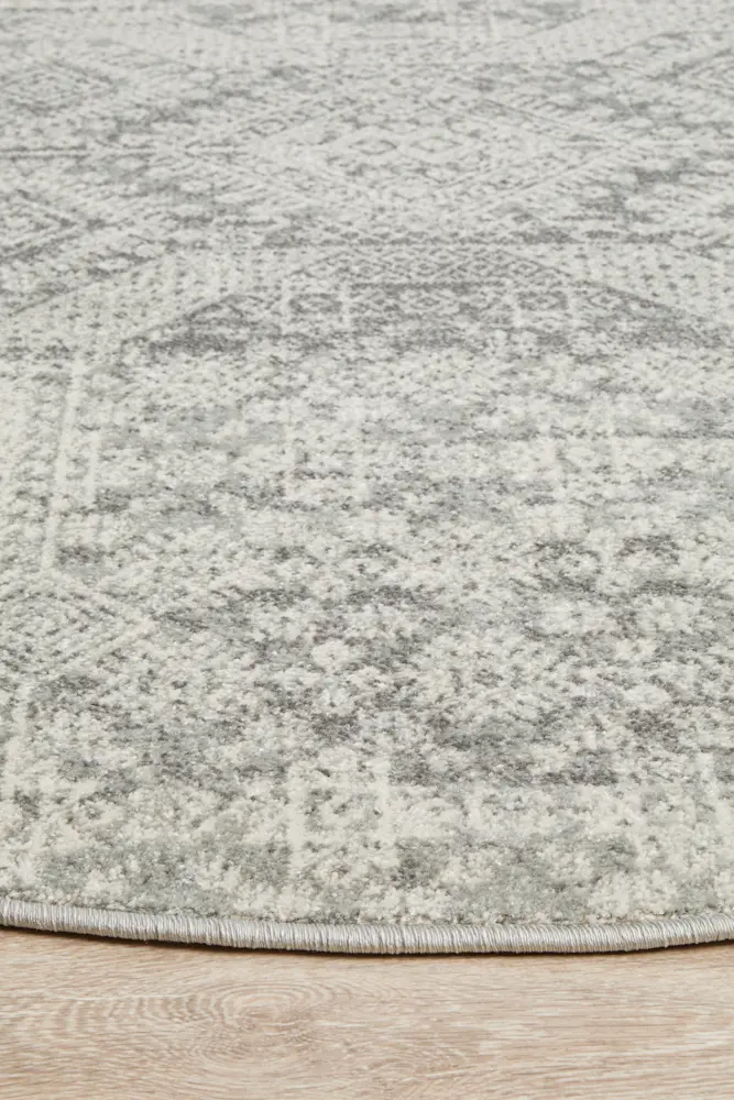 Faded Silver Grey Rug side of round