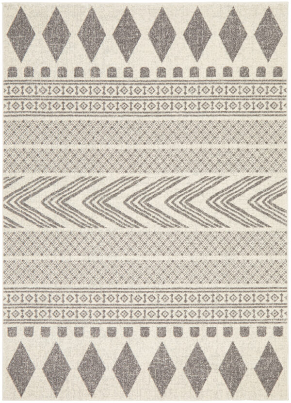 Modern Tribal Design Grey Rug close up