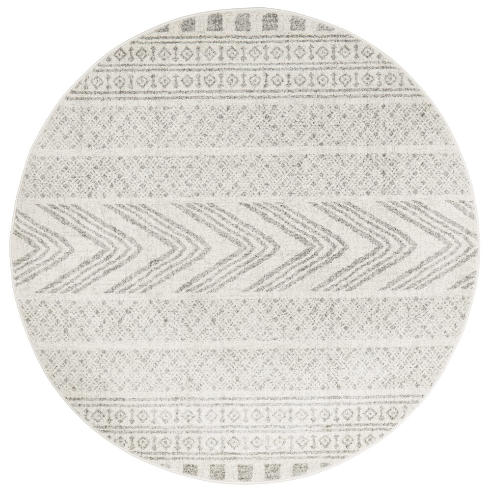 Modern Tribal Design Grey Rug round close up