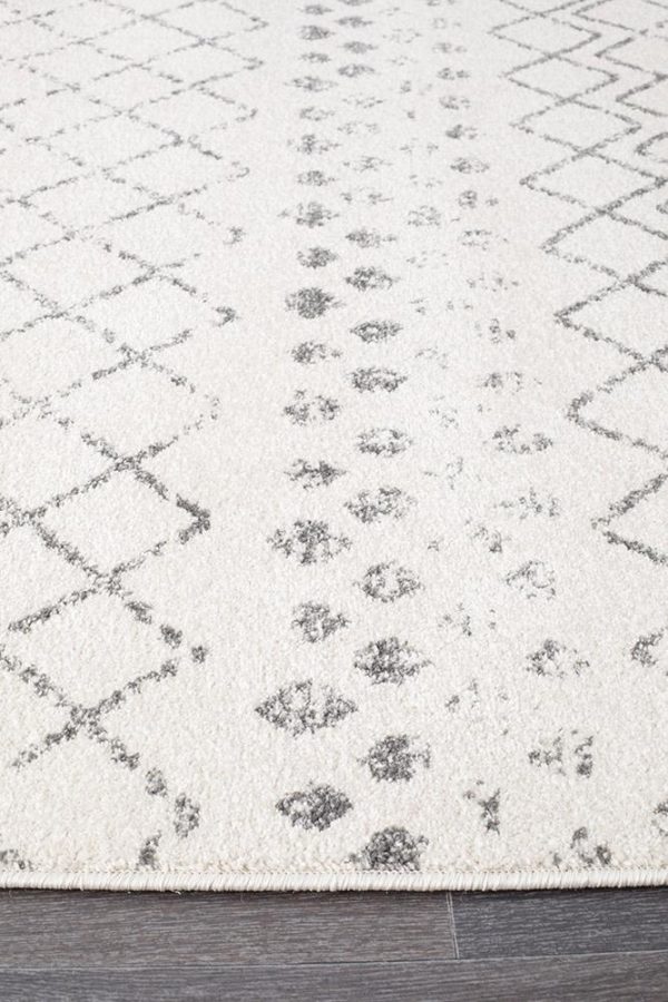 White Floor Rug | White-Grey Coloured
