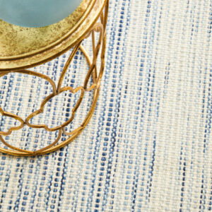 Madras Blue Flat Weave Rug Close up Photo