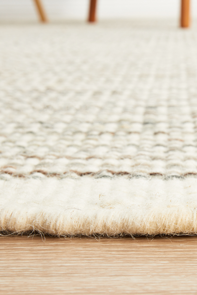 Madras Natural Flat weave Rug Edging Side View