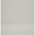 Silver Viscose Wool Striped Grey White Rug