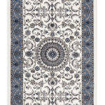 Traditional Rug Colour White With Blue Border Runner