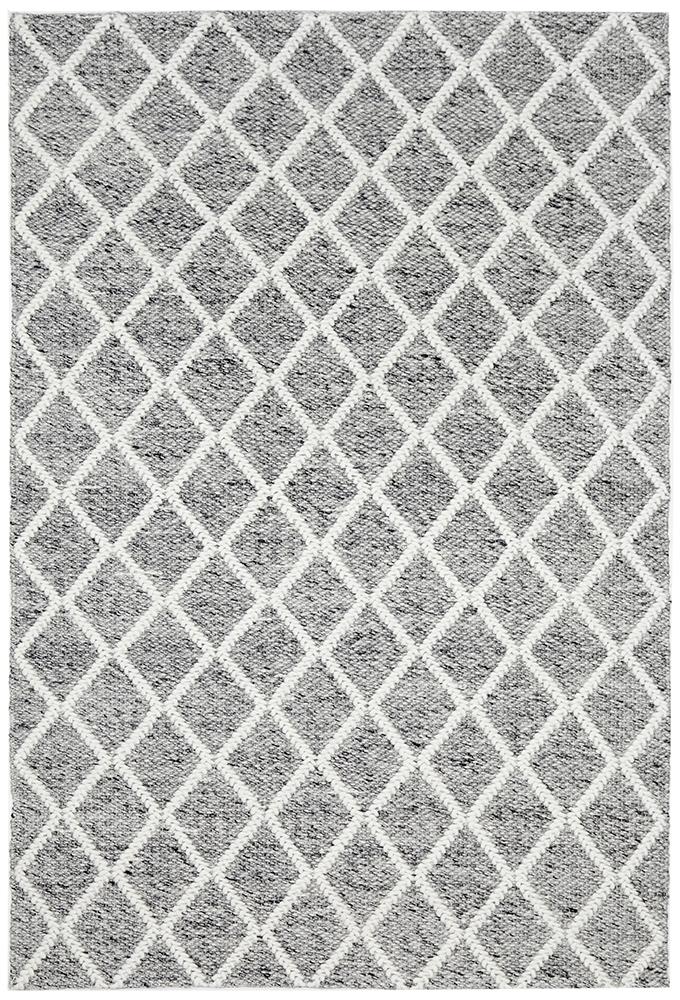 Grey White Wool Blend Rug Pattern