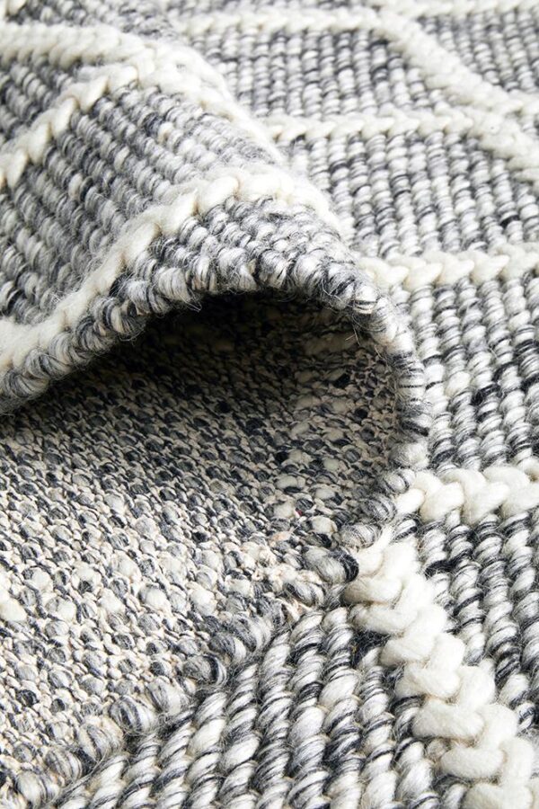 Grey White Wool Blend Rug Backing of rug